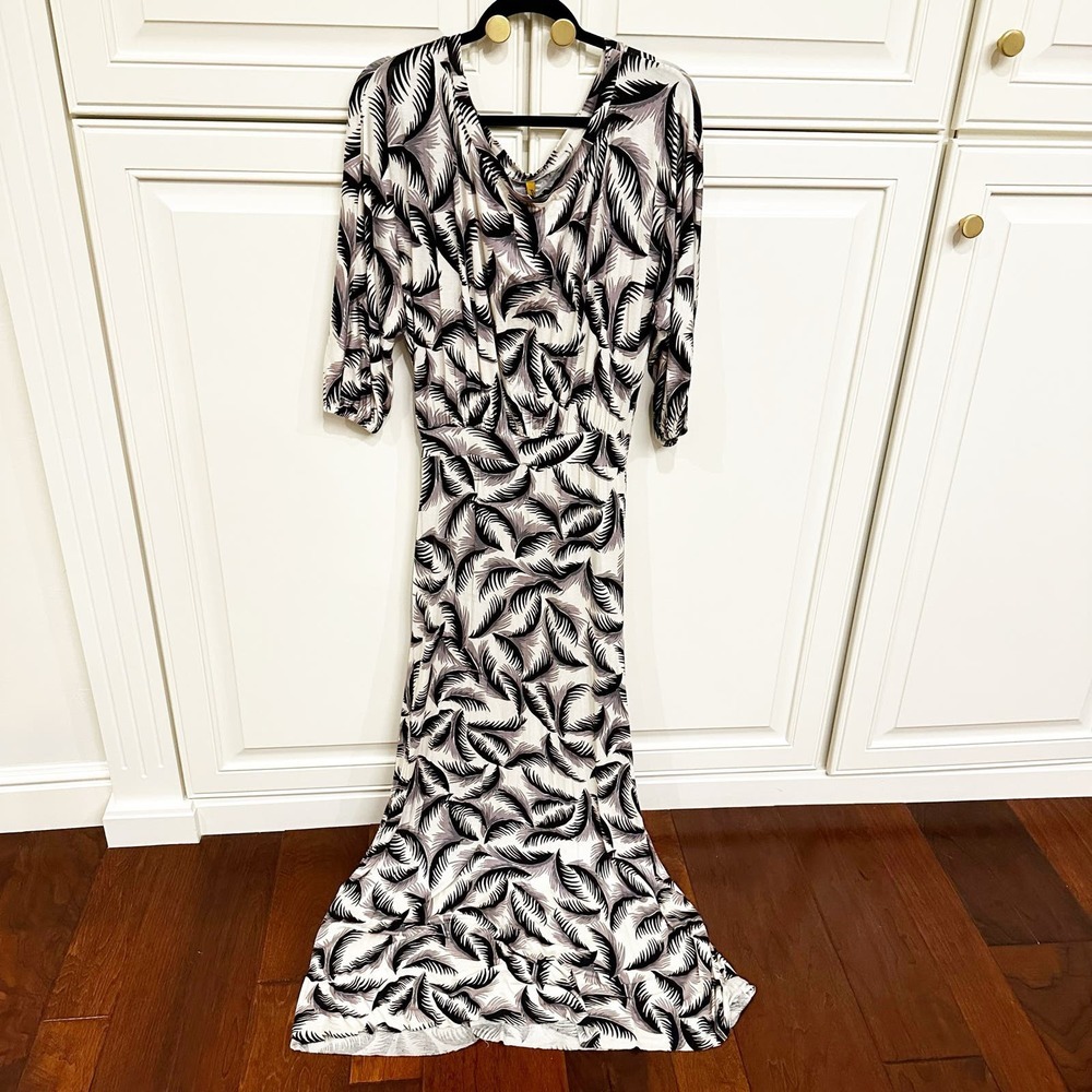 Rachel Pally Women’s Stretchy Long Maxi Dress Feather Leaf Pattern